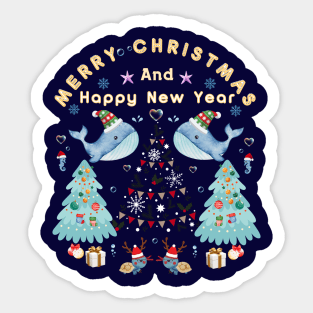 Merry Christmas and Happy New Year under the sea Sticker